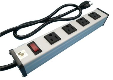 Metal 4 Way Multi Outlet Power Strip With On Off Switch For Workshop / Office