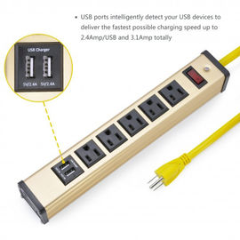 Stecker-Energie-Streifen des Desktop-5 flacher mit USB-Ladegerät, 5 Sockel-Energie-Stange 5v 2.4A/1A