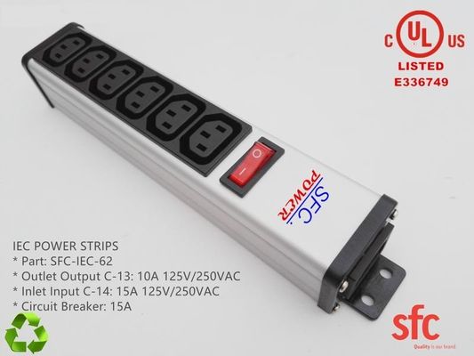 Qualität  6 Outlet Flat Plug Power Strip Metal PDU With Overload Protector IEC Approved usine