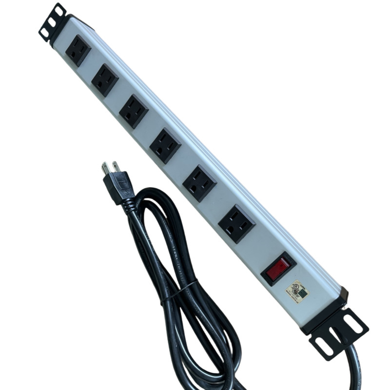 6 Wege Metall-Tabs Multi-Outlet Strom-Streifen mit 10' Verlängerung Kabel 14AWG NEMA 5-15P